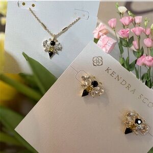 Kendra Scott Bee Necklace and Stud Earrings